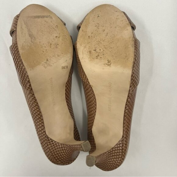 Arturo Chiang Alexis Textured‎ Leather Peep Toe Pumps Size 8 - Picture 10 of 13